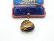 Sterling Silver Tiger's Eye Heart Fob Charm Pendant Vintage c1970
