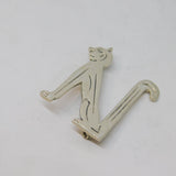 Sterling Silver Modernist Cat Design Initial N Brooch Vintage c1970