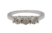 Sterling Silver Three Stone Diamond Engagement/Dress Ring Vintage c1970 Size N