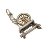 Sterling Silver Spinning Wheel Sewing Charm Pendant Vintage c1970