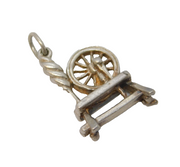 Sterling Silver Spinning Wheel Sewing Charm Pendant Vintage c1970