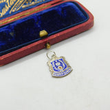 Sterling Silver & Enamel Hampshire Travel Shield Charm Pendant Vintage c1970