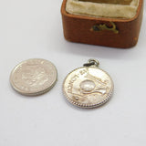 Sterling Silver Ancient Greek Style Coin Charm Pendant Vintage c1970