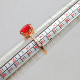 Rose-Gold On Sterling Silver Red & White Crystal Ring Vintage c2000 Size Q 1/2