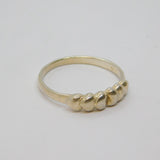 Sterling Silver 6 Hearts Pattern Dress Band Ring Vintage c1970 Size P