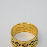 William IV 18ct Gold Black Enamel Mourning Ring Double Inscription Antique