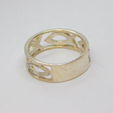 Sterling Silver Ichthys Pattern Identity Band Ring Vintage c1970 Size Q