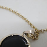 Sterling Silver Enamel Black & White Cat Kitten Pendant Necklace Vintage