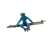 Edwardian Sterling Silver & Enamel Novelty Monkey Bar Brooch Antique c1910