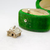 Silver .800 Scandinavian Style Log Cabin Charm Pendant Vintage c1970