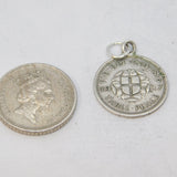 Sterling Silver George VI 1937 Threepence Charm Pendant Antique Deco