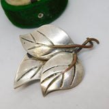 Sterling Silver & Copper Studio Jewellery Leaf Brooch Vintage c1970