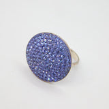 Sterling Silver Lavender Crystal Round Statement Ring Contemporary c2000 Size S