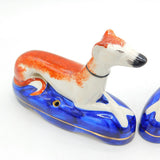 Pair of Georgian Style Staffordshire Greyhound Pen Holders Vintage c1960