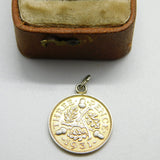 Sterling Silver Authentic Threepence Charm Pendant 1931