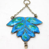 Art Nouveau Sterling Silver & Enamel Floral Lavalier Pendant Antique c1890