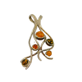 Sterling Silver Multi Baltic Amber Organic Shape Studio Pendant Modern c1990s