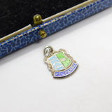 Sterling Silver & Enamel Polperro Shield Charm Pendant Vintage c1970
