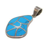 Sterling Silver & Blue Howite Drop Pendant Vintage c1970s