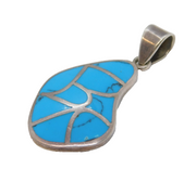 Sterling Silver & Blue Howite Drop Pendant Vintage c1970s