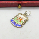 Sterling Silver & Enamel Welsh Rhyl Travel Shield Charm Pendant Vintage c1970