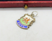 Sterling Silver & Enamel Welsh Rhyl Travel Shield Charm Pendant Vintage c1970