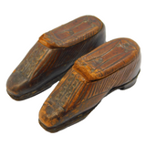 George III Pair of Leather & Wooden Novelty Shoe Form Snuff Boxes Antique
