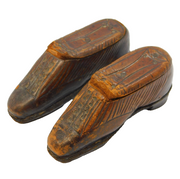George III Pair of Leather & Wooden Novelty Shoe Form Snuff Boxes Antique