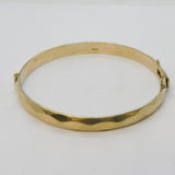 22ct Gold on Sterling Silver Planished Bangle Bracelet Vintage 1975 London
