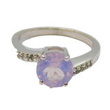 Sterling Silver Lavender Quartz & White Sapphire Ring Vintage c1970 Size N 1/2