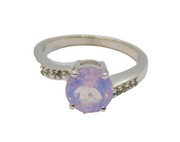 Sterling Silver Lavender Quartz & White Sapphire Ring Vintage c1970 Size N 1/2