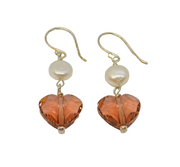 Pair of Sterling Silver Pearl & Pink Crystal Drop Earrings Contemporary c2015