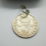 Sterling Silver Authentic Three Pence Charm Pendant 1916