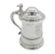 George III Sterling Silver Heraldic Lidded Tankard Antique 1761 London