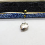 Sterling Silver Floral Pattern Puffy Heart Charm Pendant Vintage c1970