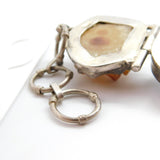 Large Sterling Silver, Quartz & Abalone Pearl Statement Bracelet Vintage c1980