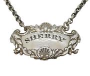 Victorian Sterling Silver Floral Pattern Sherry Decanter Label Antique London
