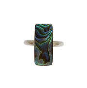 Sterling Silver Abalone Shell Oblong Dress Ring Contemporary c1990 Size Q 1/2