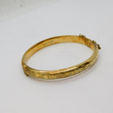 Gold On Sterling Silver Floral Pattern Bangle Bracelet Modern 1989 Birmingham