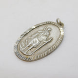 Sterling Silver Large Oval St Christopher Pendant Vintage London