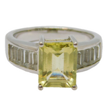 Sterling Silver Citrine & White Sapphire Dress Ring Vintage c1970 Size O