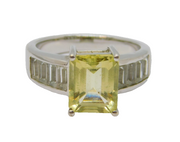 Sterling Silver Citrine & White Sapphire Dress Ring Vintage c1970 Size O