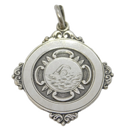 Sterling Silver Swimming Sporting Fob Medal Antique 1930 Birmingham Deco