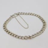 Sterling Silver Double Curb Chain Bracelet With Safety Chain Vintage c1990's