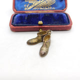 Victorian Pair of Gilt Metal Child's Shoes Charm or Pendant c1900 Antique