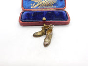 Victorian Pair of Gilt Metal Child's Shoes Charm or Pendant c1900 Antique