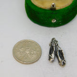 Sterling Silver Ballerina Shoes Slippers Charm Pendant Vintage c1970