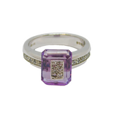 Sterling Silver Amethyst & White Topaz Dress Ring Vintage c1970 Size O 1/2