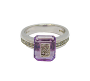 Sterling Silver Amethyst & White Topaz Dress Ring Vintage c1970 Size O 1/2
