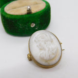 Victorian Gilt Metal Carved Alabaster Cameo Brooch Pin Antique c1880